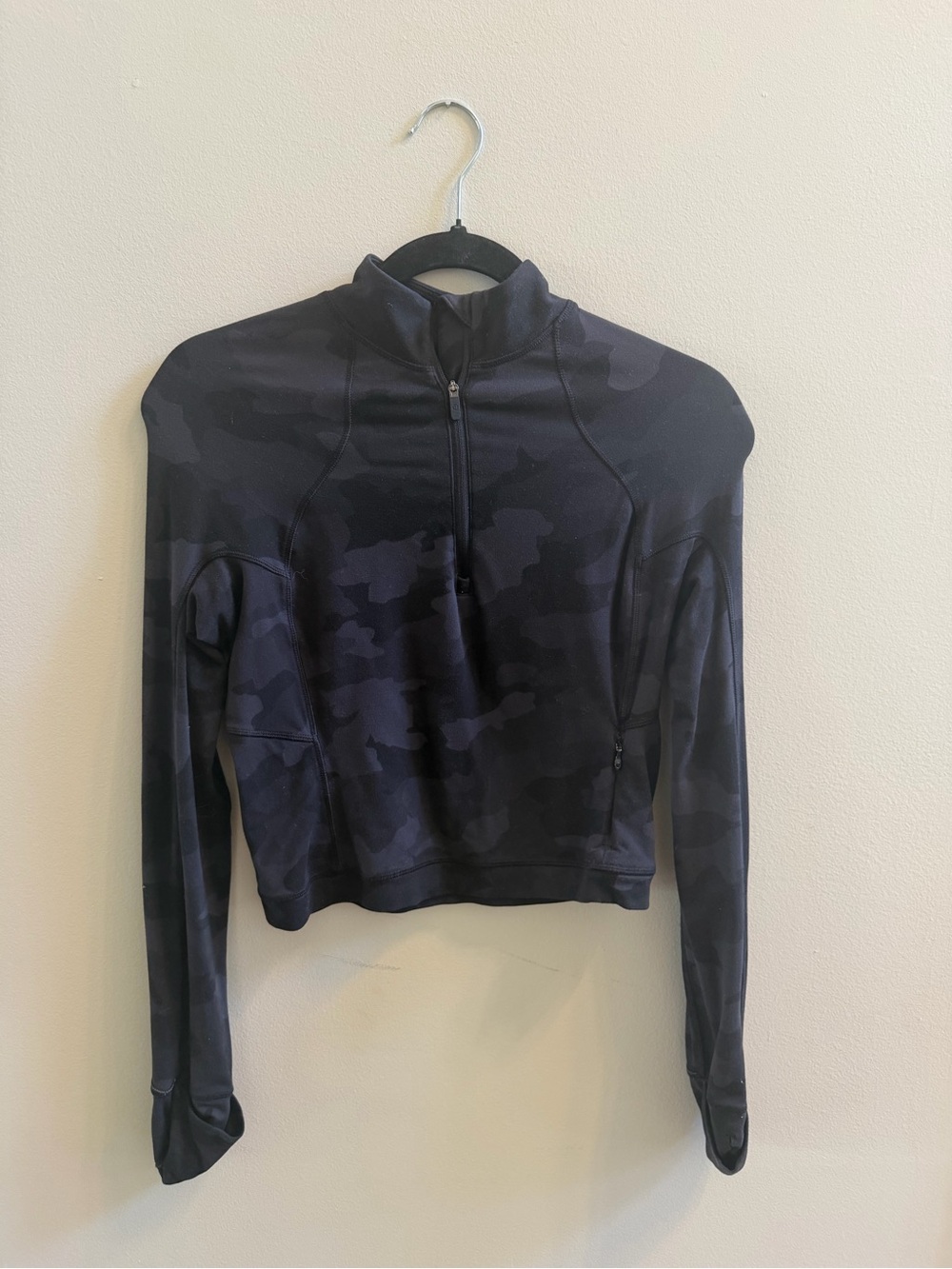 lululemon athletica Black Camo Quarter-Zip Crop Top